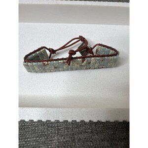 Bohemian Brown Leather Cord & Stone Beaded Bracelet Adjustable Western Warm